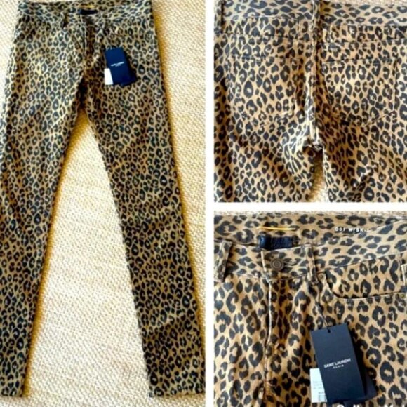YSL Animal Print Straight Leg Pants - Picture 1 of 13